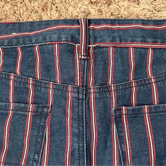 American Eagle Hi-Rise Mini‎ Super Stretch Blue Striped Denim Skirt Size 12 - Picture 11 of 16